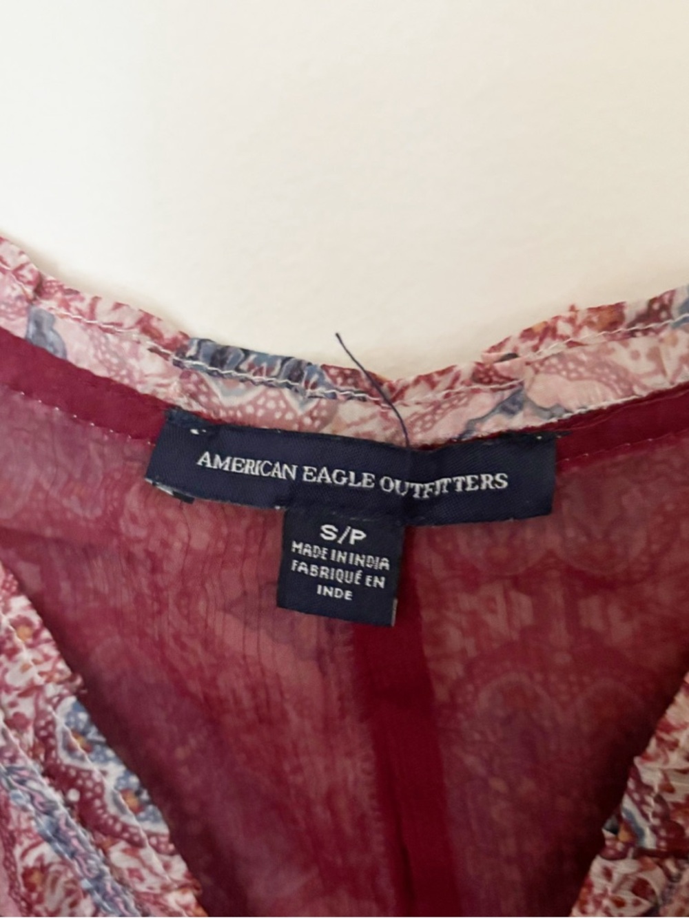 American Eagle Outfitters Printed Spaghetti Strap Tank Womens Sz Small Sheer - Picture 3 of 7